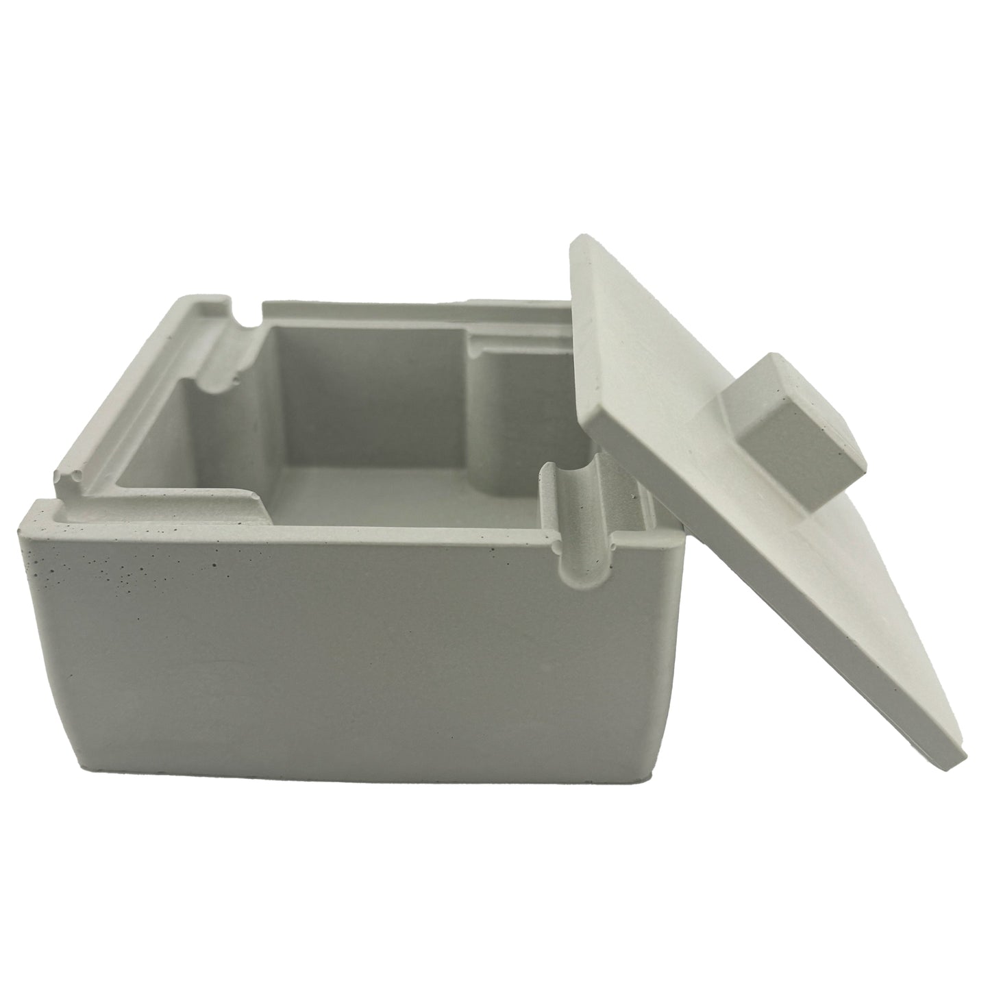 Ashtray with Lid Industrial Contemporary Concrete Cement Novelty Desk Office Shelf Home Decor Unique Gift for Smokers Housewarming