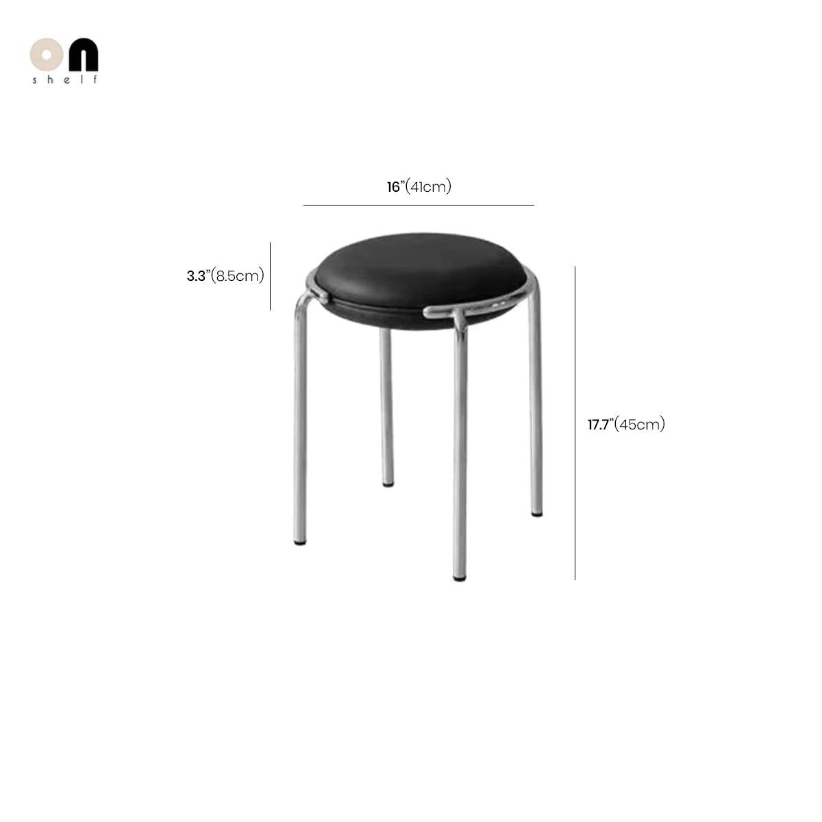 Round Stool Chair Stainless Steel Frame Contemporary Furniture Bedroom Living Room Office Kitchen Home Decor Accent Gift