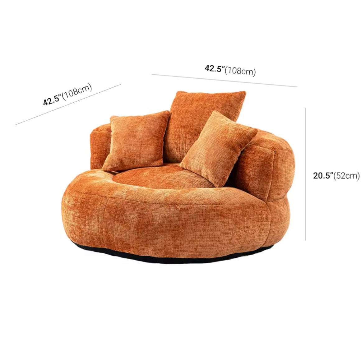 Bean Bag Chair Couch Round Chenille Lazy Sofa Contemporary Furniture Living Room Bedroom Office Home Lounge Seating Gift