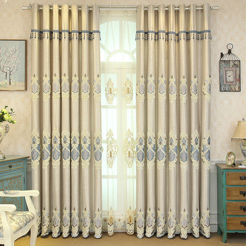 Embroidered Linen Semi-Sheer Curtains