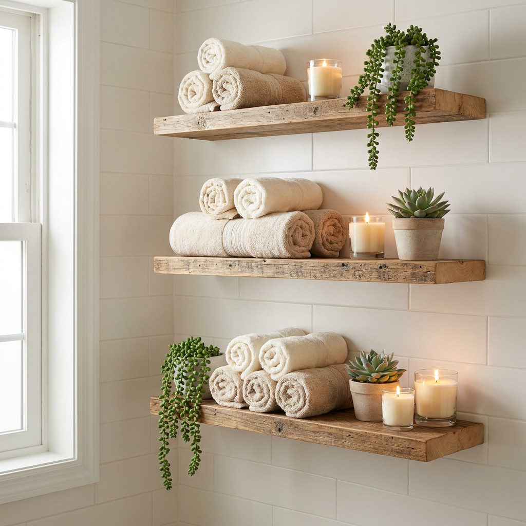 Floating Wood Wall Shelves (Set of 3)
