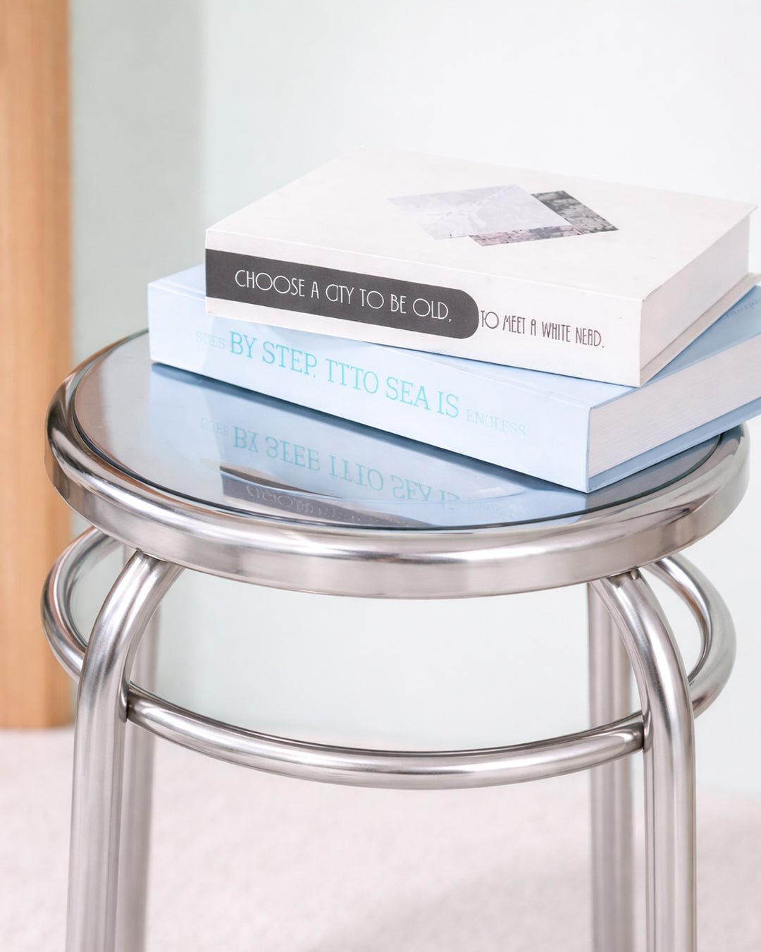 Round Stool Chair Accent Stainless Steel Contemporary Furniture Bedroom Living Room Office Kitchen Home Decor Housewarming Gift