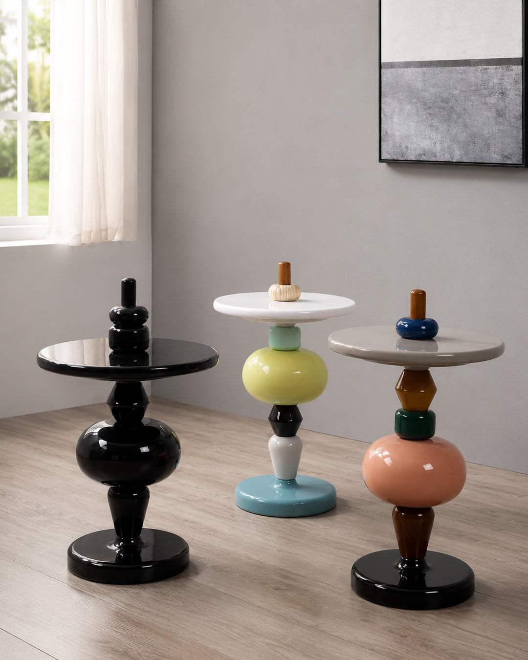 Side Table Modular Color Stack Pedestal Retro Nordic Colorful Living Room Bedroom Office Home Furniture Accent Table Gift