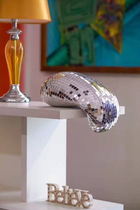Ornament Sculpture Melting Disco Ball Retro Novelty Shelf Desk Office Living Room Bedroom Home Decor Housewarming Gift Unique Decor