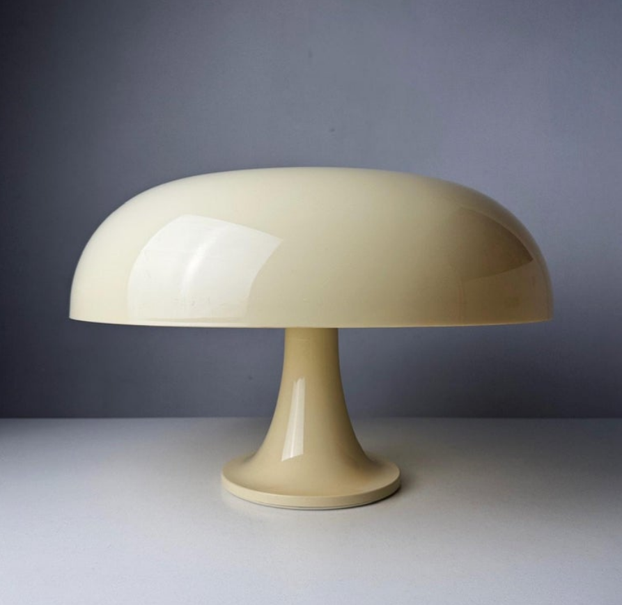 Table Lamp Mushroom Wide Bauhaus Cream Pink ABS Contemporary Nordic Retro Bedroom Living Room Office Shelf Home Decor Gift