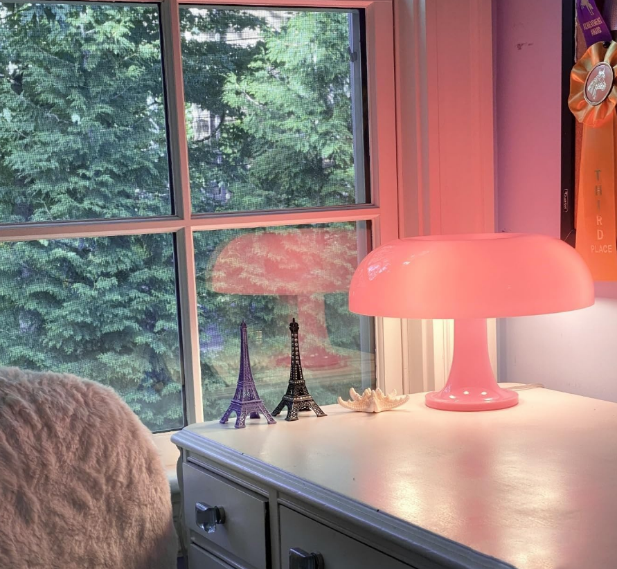 Table Lamp Mushroom Wide Bauhaus Cream Pink ABS Contemporary Nordic Retro Bedroom Living Room Office Shelf Home Decor Gift