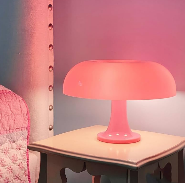 Table Lamp Mushroom Wide Bauhaus Cream Pink ABS Contemporary Nordic Retro Bedroom Living Room Office Shelf Home Decor Gift