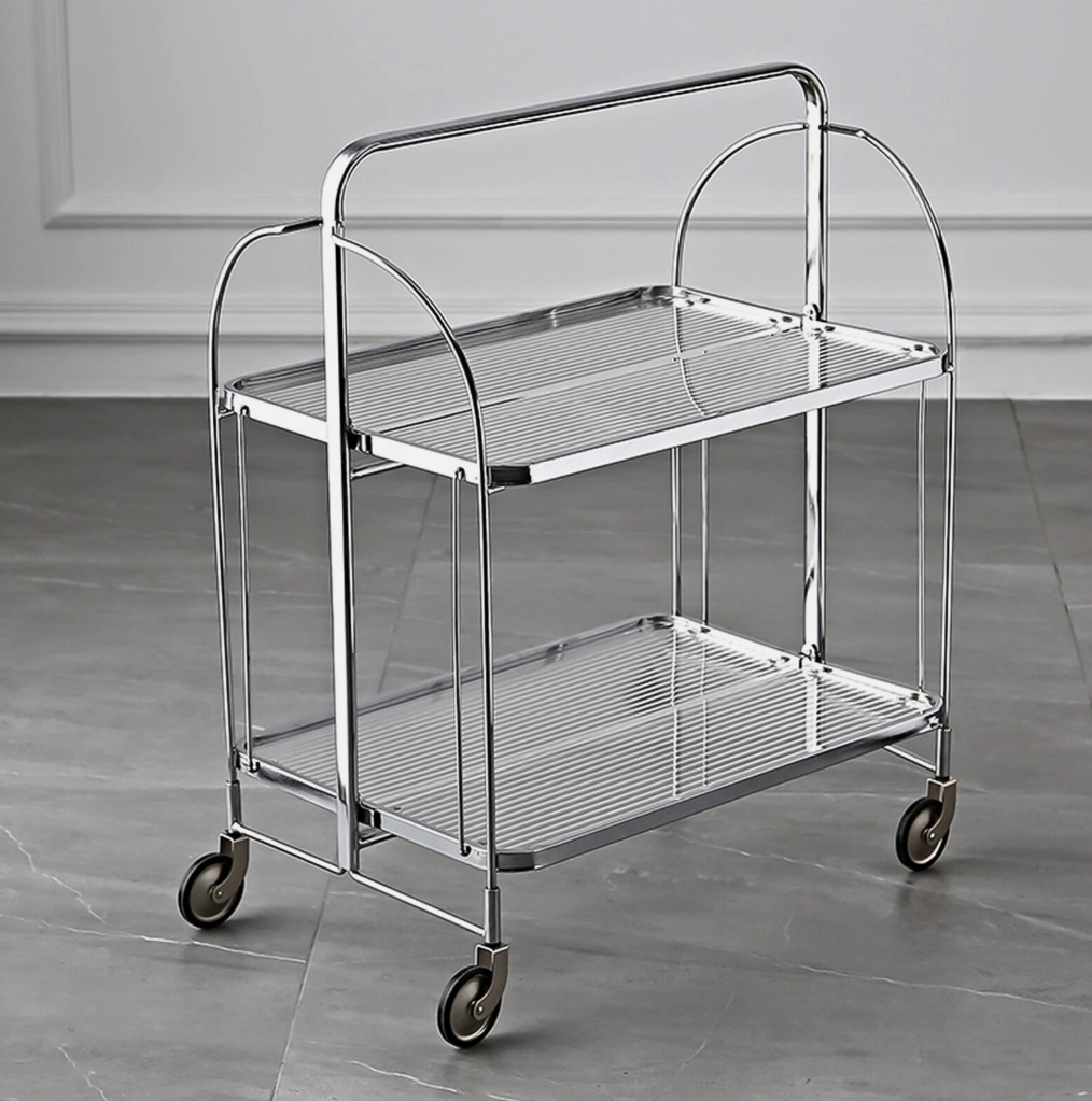 Side Table Foldable Glass Stainless Steel Shelf Contemporary Minimalist Living Room Bedroom Office Home Furniture Decor Gift