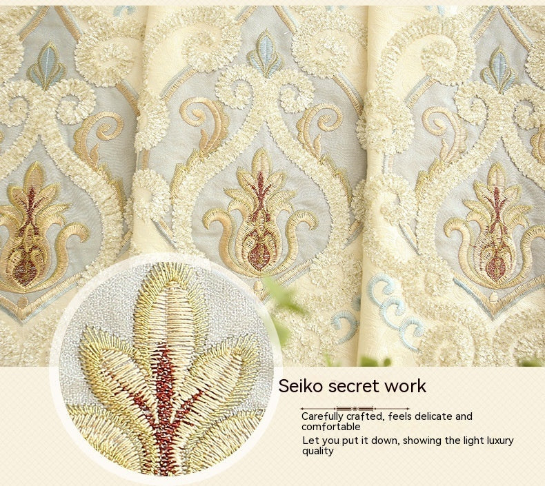 Embroidered Linen Semi-Sheer Curtains