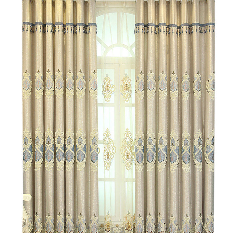 Embroidered Linen Semi-Sheer Curtains