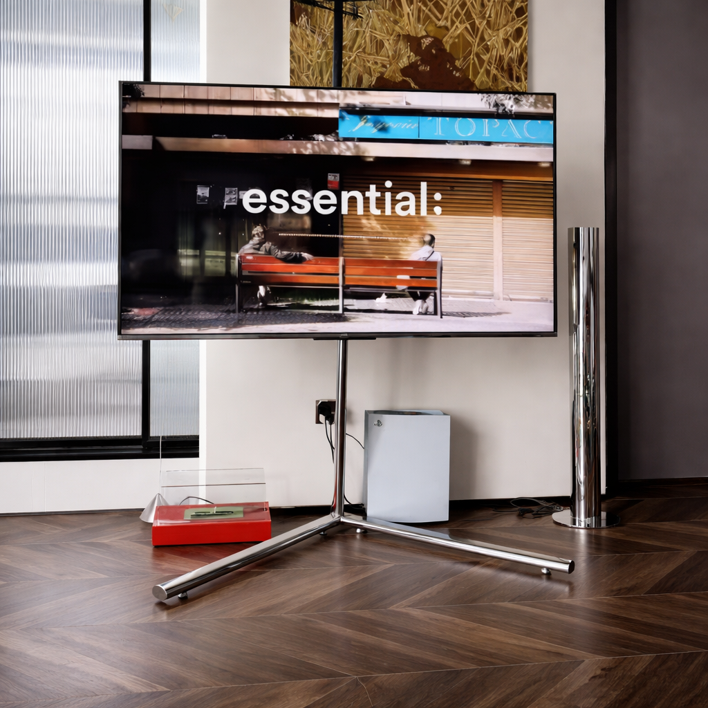 TV Stand Entertainment Center V-Stand Stainless Steel Industrial Contemporary Minimalist Living Room Home Furniture Decor Gift