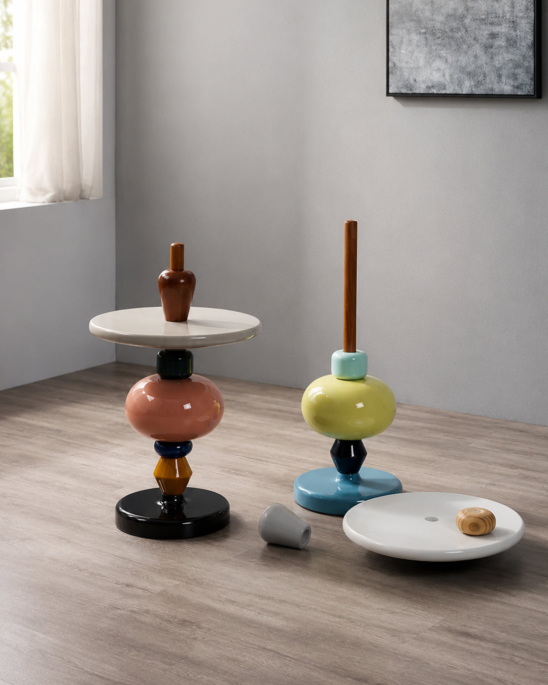 Side Table Modular Color Stack Pedestal Retro Nordic Colorful Living Room Bedroom Office Home Furniture Accent Table Gift