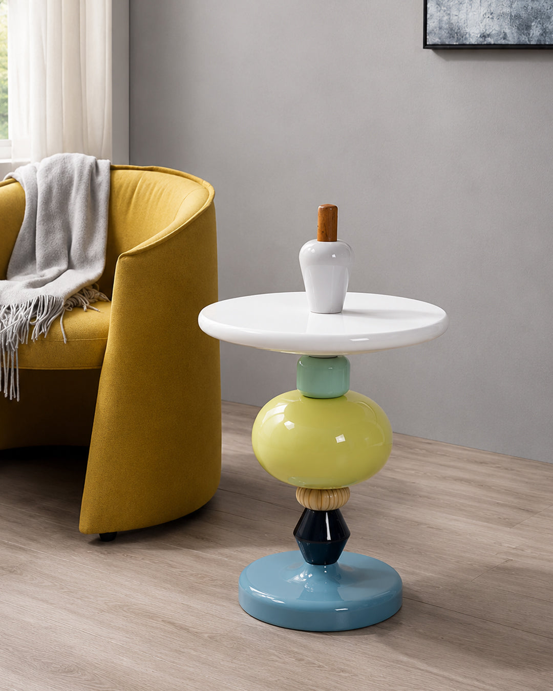 Side Table Modular Color Stack Pedestal Retro Nordic Colorful Living Room Bedroom Office Home Furniture Accent Table Gift