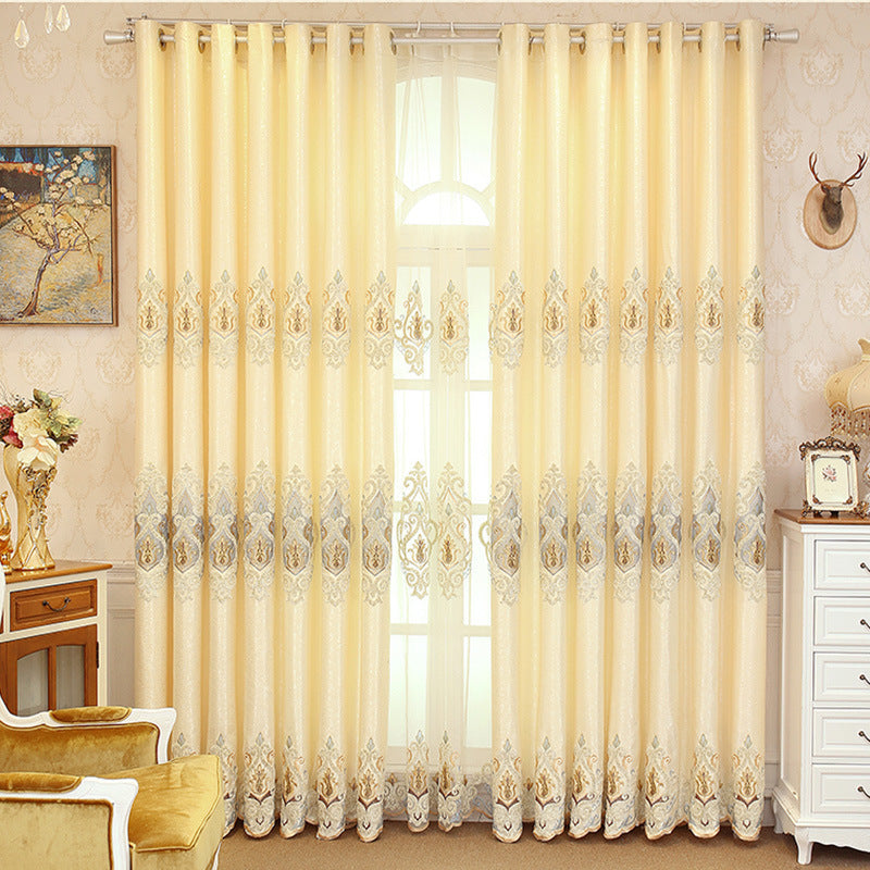 Embroidered Linen Semi-Sheer Curtains
