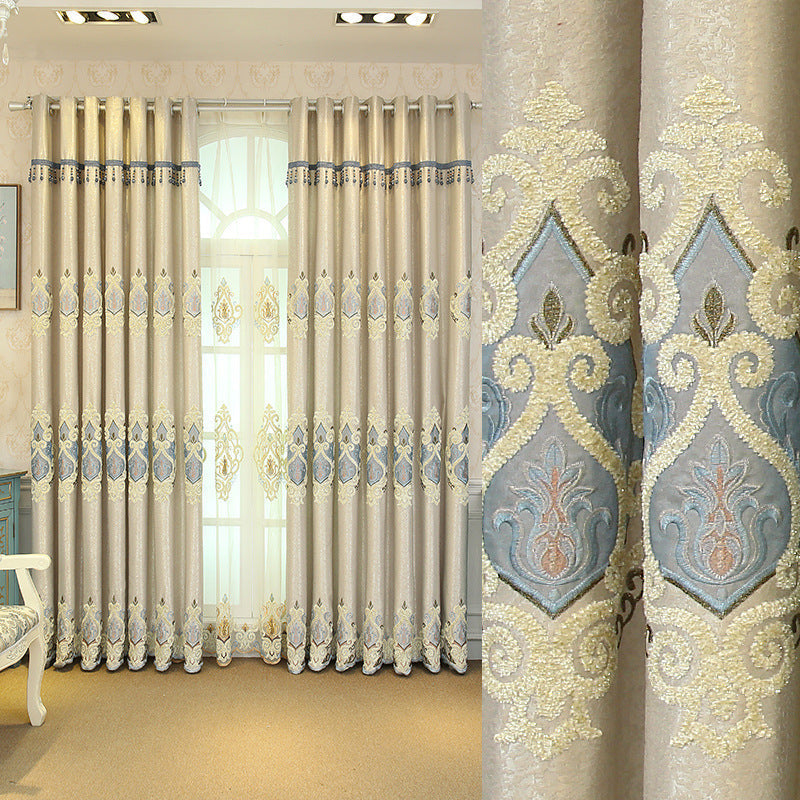 Embroidered Linen Semi-Sheer Curtains