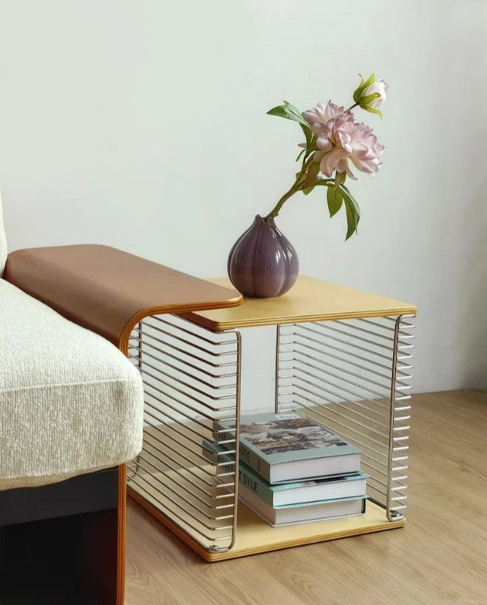 Storage Organizer Cube Modular Wood Metal Japanese Mid-Century Nordic Antique Side Table Living Room Bedroom Office Gift