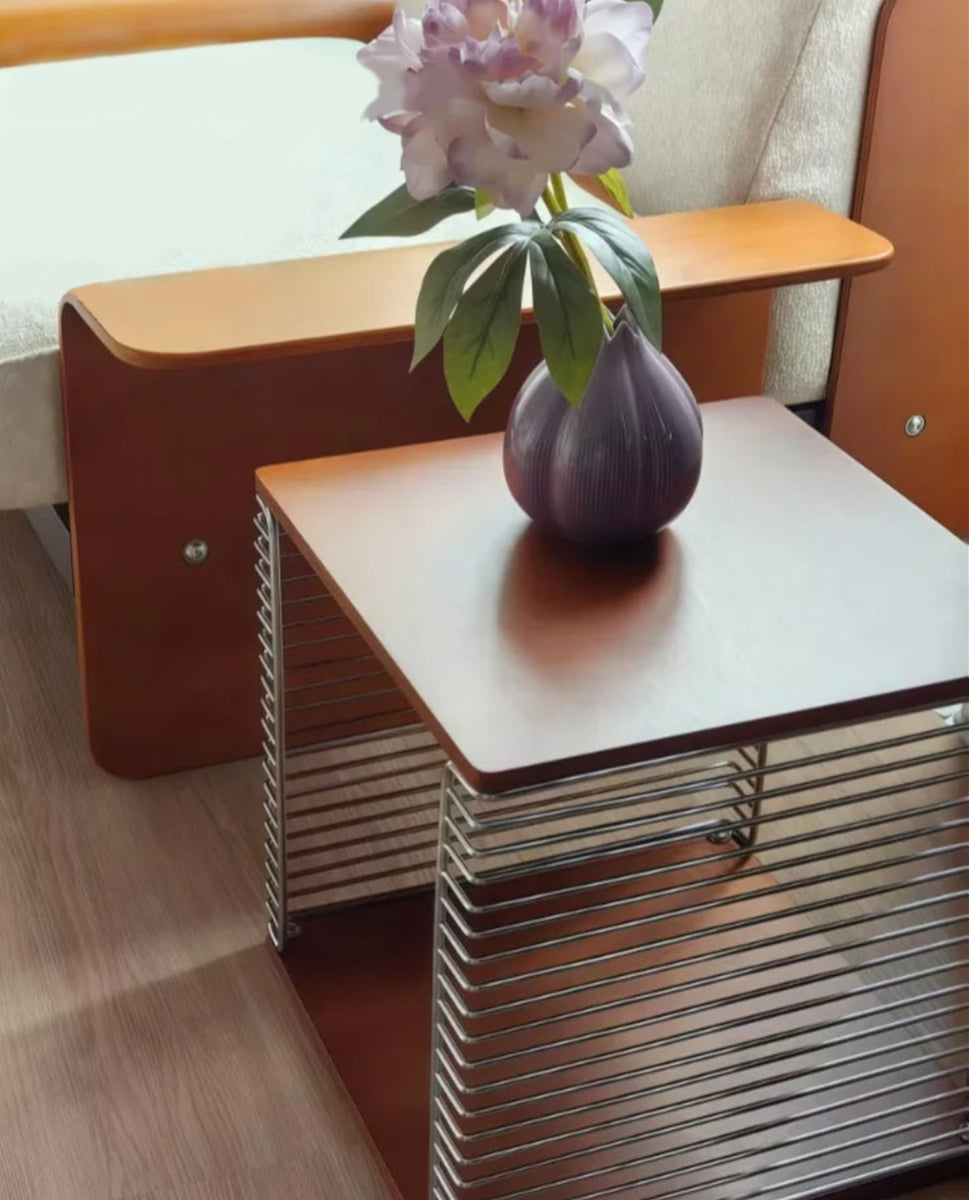 Storage Organizer Cube Modular Wood Metal Japanese Mid-Century Nordic Antique Side Table Living Room Bedroom Office Gift