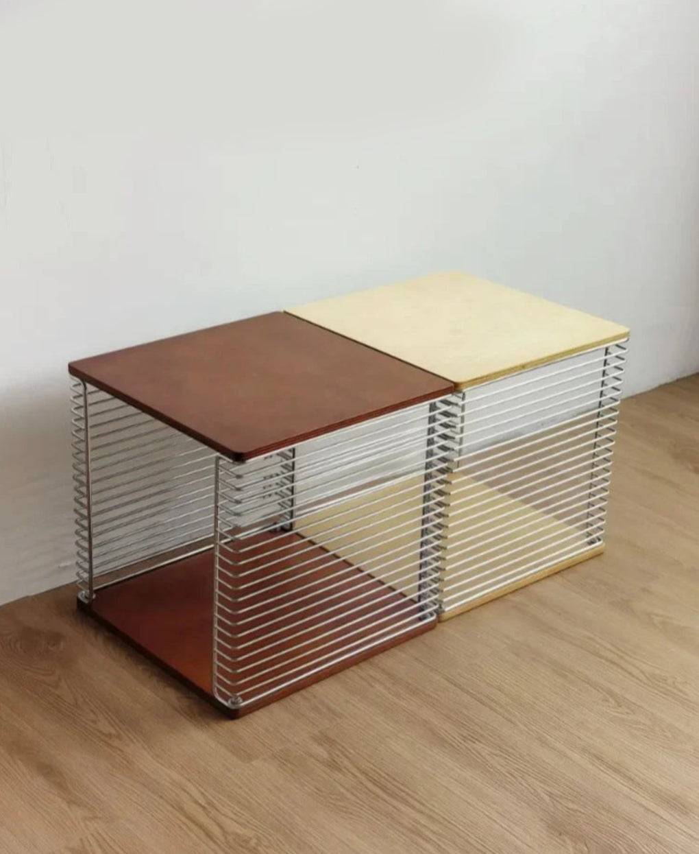 Storage Organizer Cube Modular Wood Metal Japanese Mid-Century Nordic Antique Side Table Living Room Bedroom Office Gift