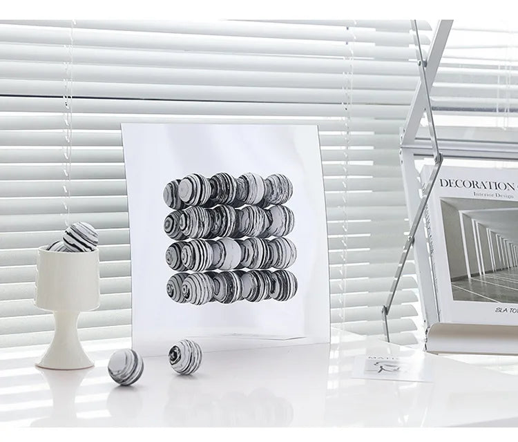Mirror Ball Ornament Acrylic Marble Gomoku Contemporary Colorful Shelf Desk Living Room Office Bedroom Home Decor Gift Housewarming