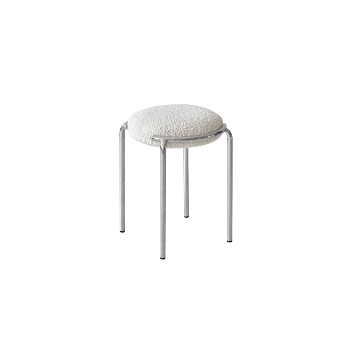 Round Stool Chair Stainless Steel Frame Contemporary Furniture Bedroom Living Room Office Kitchen Home Decor Accent Gift