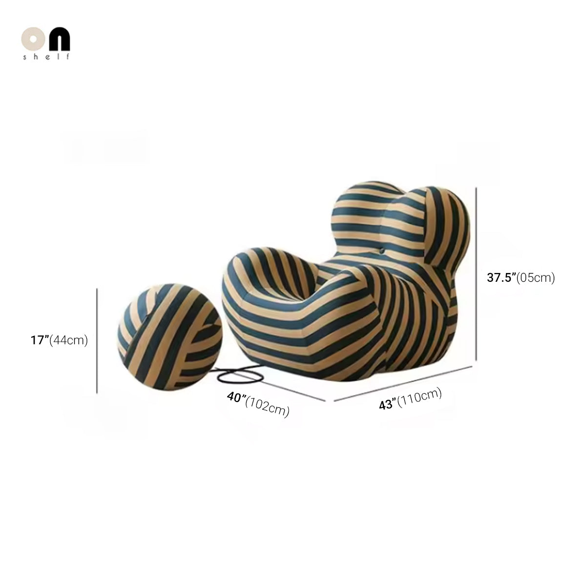 Lounge Chair Sofa Red Stripe Fabric Lazy Contemporary Retro Furniture Living Room Bedroom Reading Home Furniture Gift Housewarming