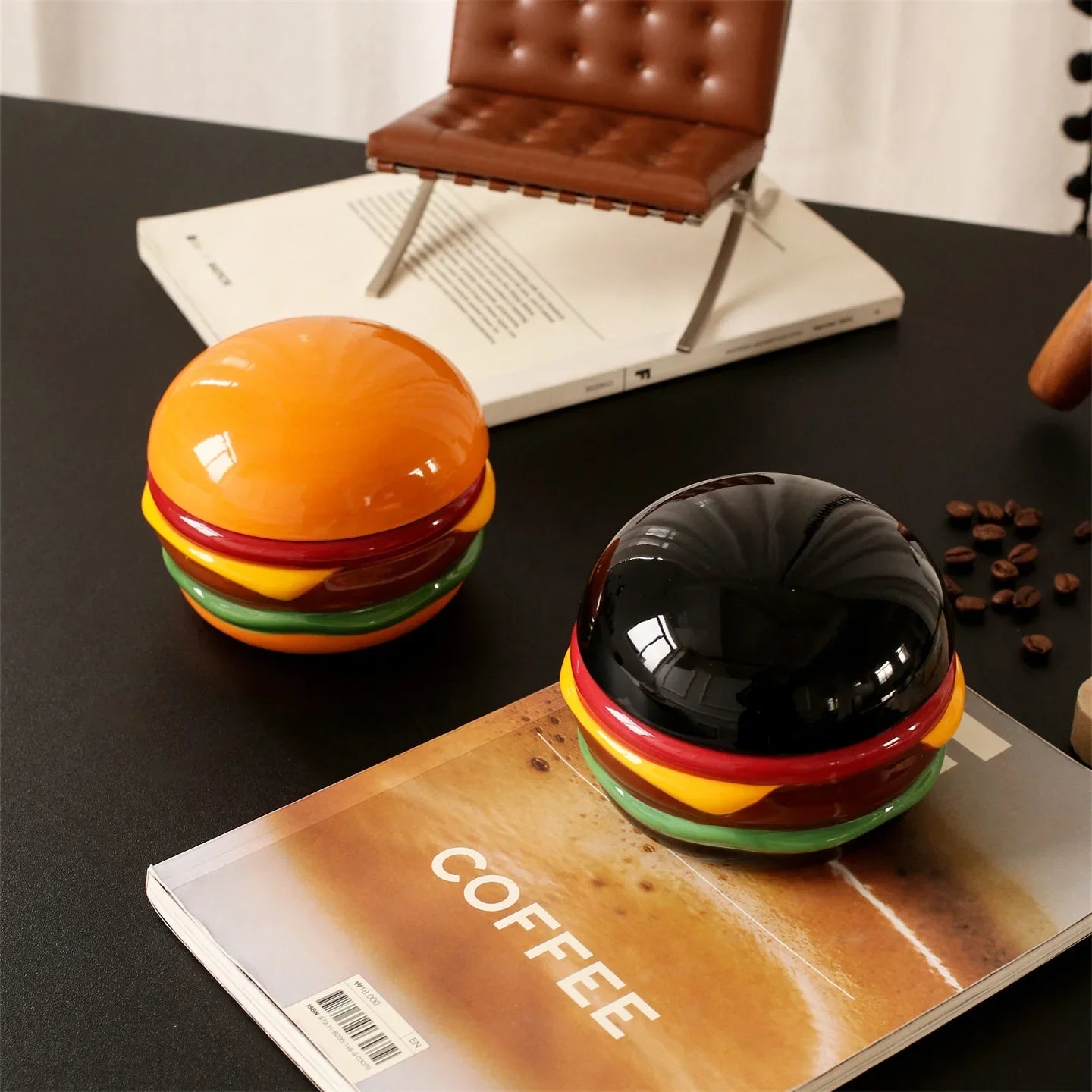Ashtray Ceramic Burger Humor Interactive Novelty Funny Vintage Desk Shelf Office Home Contemporary Unique Gift for Smokers