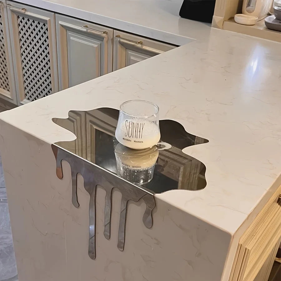 Decorative Plate Ornament Stainless Steel Melting Industrial Contemporary Shelf Desk Office Living Room Home Decor Unique Gift