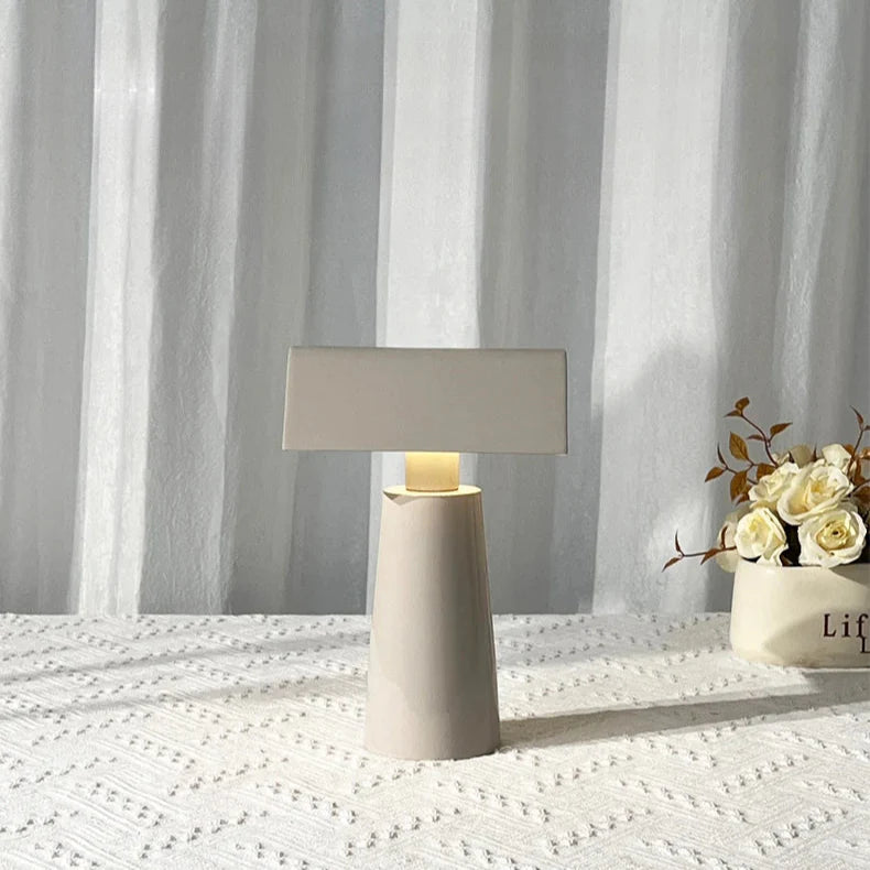 Table Lamp Cordless Wireless Pyramid Contemporary Mid-Century Retro Dimmable Bedroom Living Room Office Shelf Home Decor Gift
