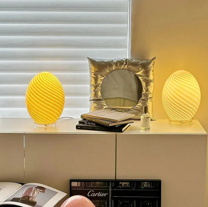 Table Lamp Egg Glass Retro Contemporary Colorful Minimalist Bedroom Living Room Office Shelf Desk Home Decor Gift Housewarming Unique