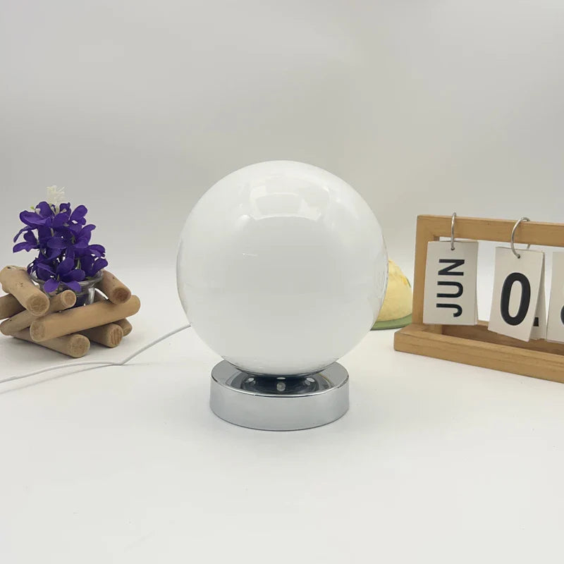 Table Lamp Glass Ball Chrome Retro Contemporary Nordic Minimalist Bedroom Living Room Office Shelf Desk Home Decor Gift Housewarming