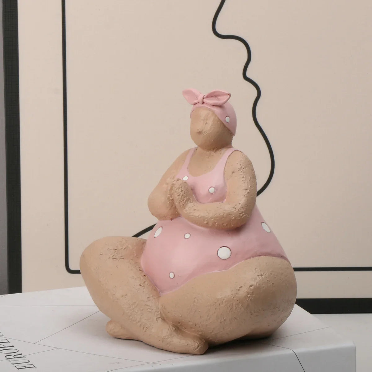 Sculpture Ornament Yoga Fat Lady Ceramic Humor Novelty Funny Shelf Desk Office Living Room Home Decor Unique Gift Housewarming