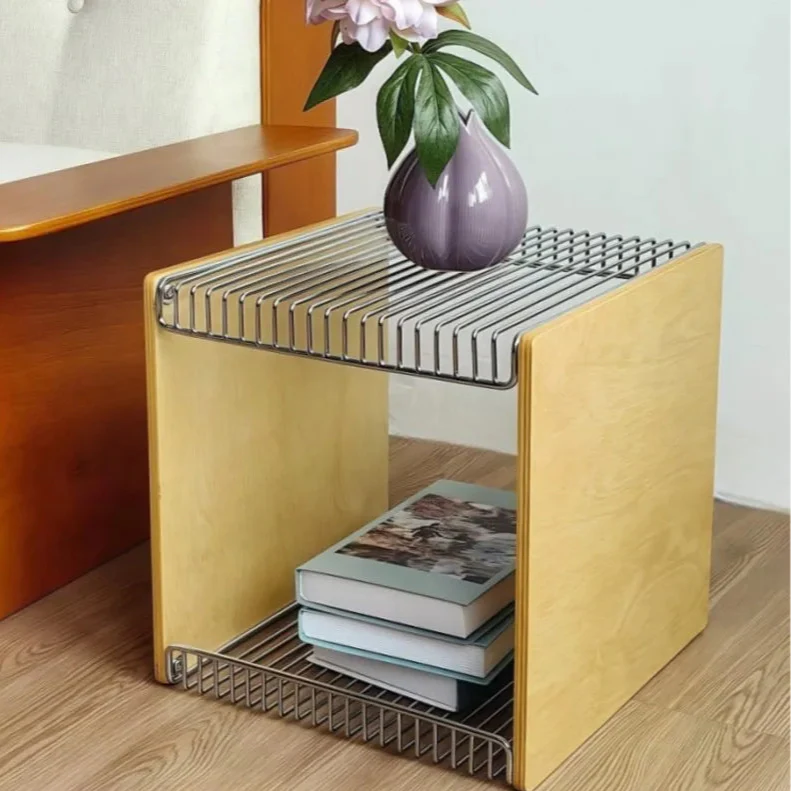 Storage Organizer Cube Modular Wood Metal Japanese Mid-Century Nordic Antique Side Table Living Room Bedroom Office Gift