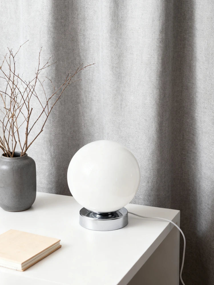 Table Lamp Glass Ball Chrome Retro Contemporary Nordic Minimalist Bedroom Living Room Office Shelf Desk Home Decor Gift Housewarming