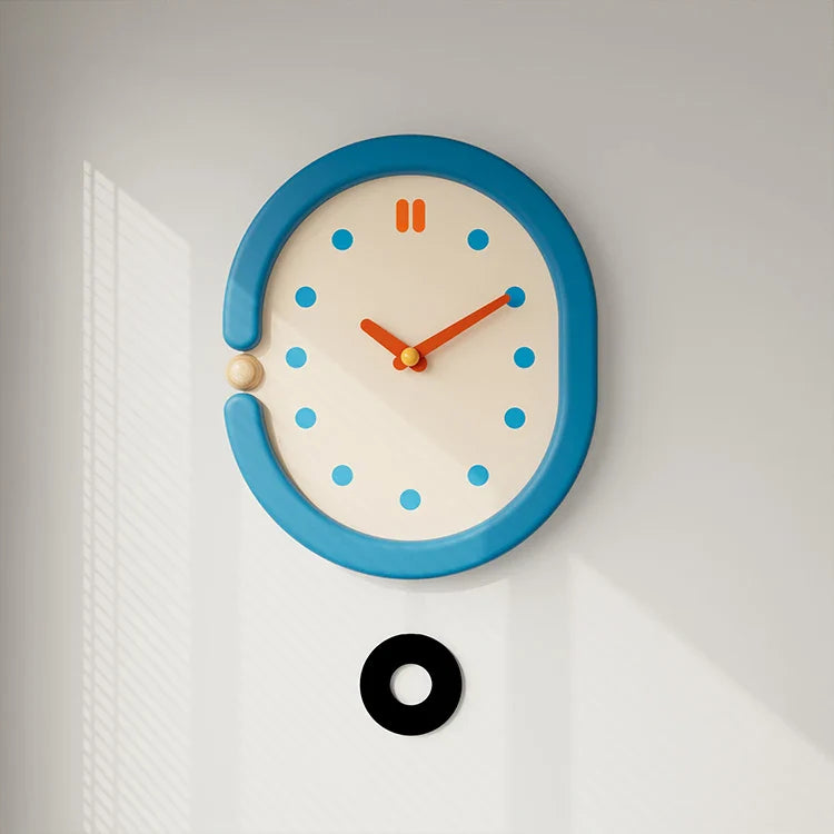 Wall Clock Pendulum Oval Japanese Minimalist Retro Wabi-Sabi Living Room Bedroom Kitchen Office Home Decor Unique Gift Home Gift