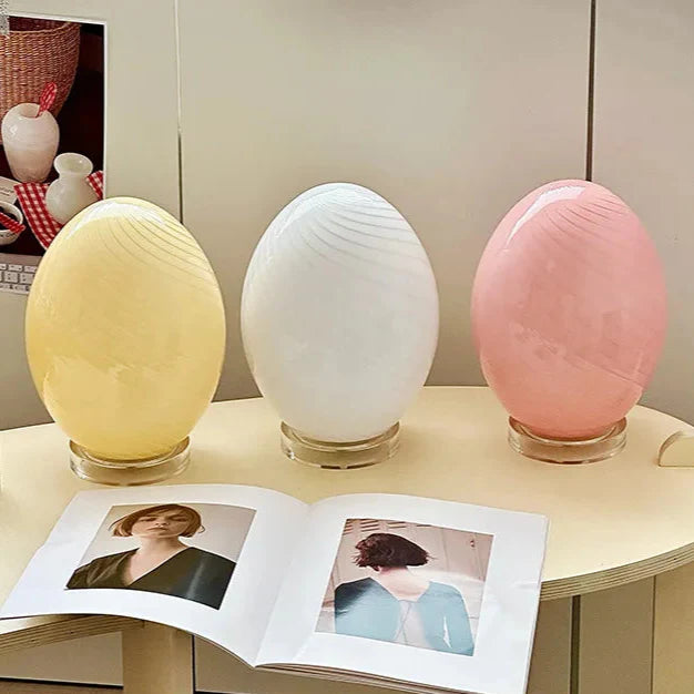 Table Lamp Egg Glass Retro Contemporary Colorful Minimalist Bedroom Living Room Office Shelf Desk Home Decor Gift Housewarming Unique