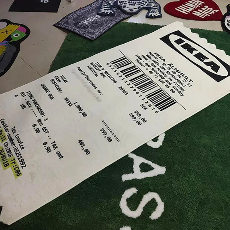 Rug Humor Novelty Funny IKEA Receipt Style Floor Mat Living Room Bedroom Office Kitchen Home Decor Housewarming Gift Unique