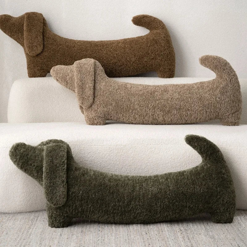Pillow Plush Dachshund Dog Lounge Humor Nordic Novelty Funny Bedroom Sofa Living Room Couch Home Decor Kids Gift Housewarming