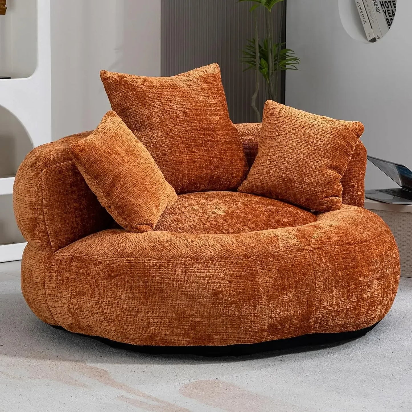 Bean Bag Chair Couch Round Chenille Lazy Sofa Contemporary Furniture Living Room Bedroom Office Home Lounge Seating Gift