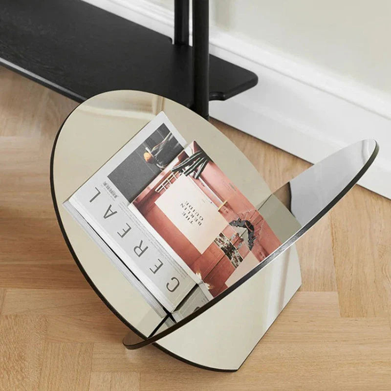 Magazine Rack Bookshelf Oval Floor Stainless Steel Contemporary Nordic Minimalist Living Room Office Bedroom Home Decor Gift