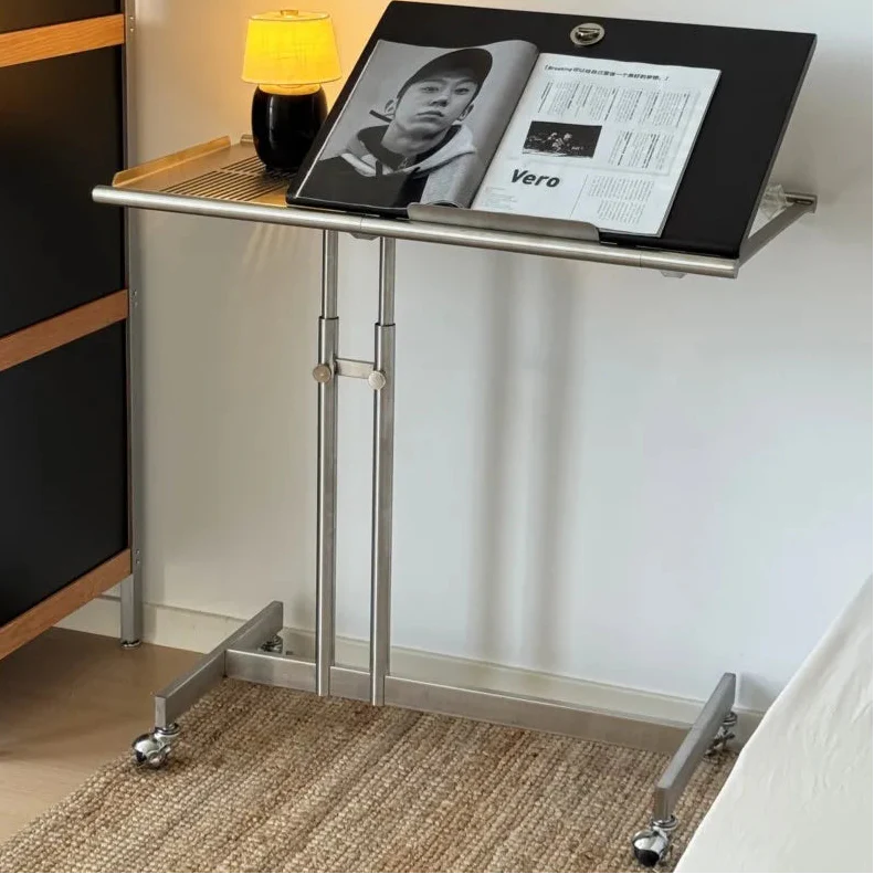 Side Table Laptop Table Solid Wood Stainless Steel Mid-Century Nordic Contemporary Sofa Table Bedroom Living Room Office Gift