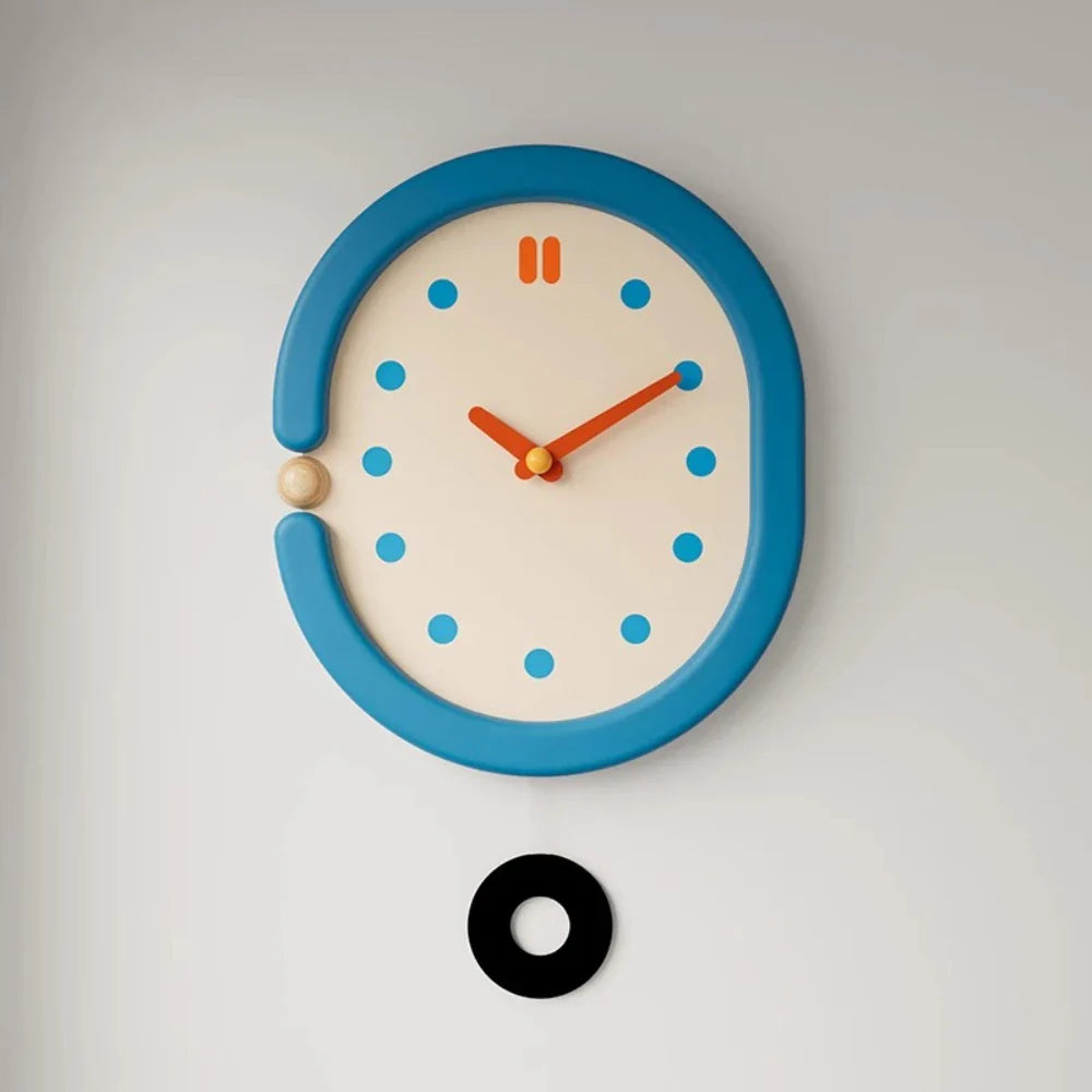 Wall Clock Pendulum Oval Japanese Minimalist Retro Wabi-Sabi Living Room Bedroom Kitchen Office Home Decor Unique Gift Home Gift