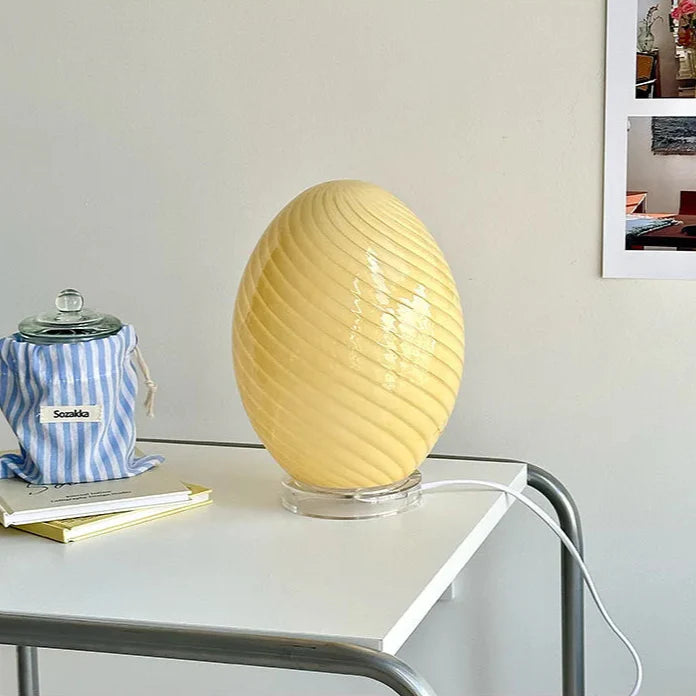 Table Lamp Egg Glass Retro Contemporary Colorful Minimalist Bedroom Living Room Office Shelf Desk Home Decor Gift Housewarming Unique