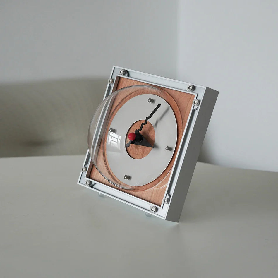 Wall Clock Desk Clock Aluminum Bauhaus Industrial Mid-Century Retro Vintage Wood Living Room Office Bedroom Home Decor Gift