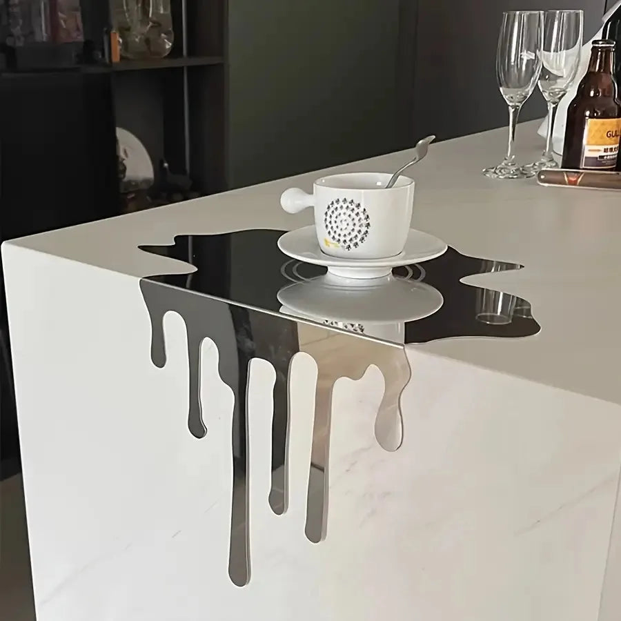 Decorative Plate Ornament Stainless Steel Melting Industrial Contemporary Shelf Desk Office Living Room Home Decor Unique Gift