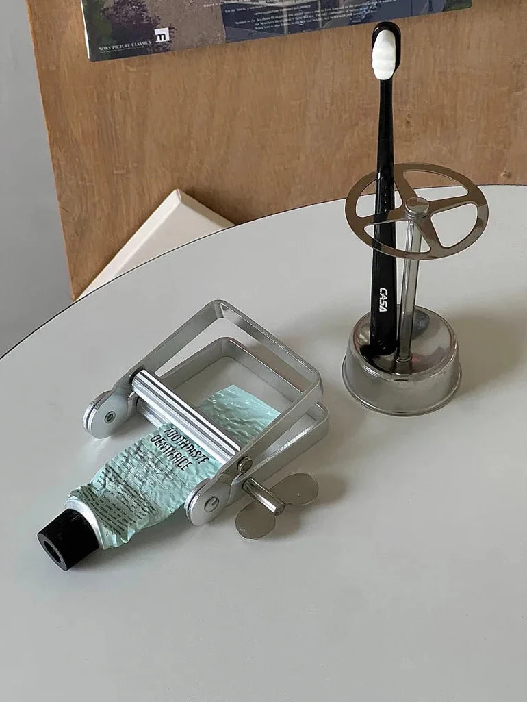 Toothbrush Holder Stand Stainless Steel Vintage Industrial Bathroom Shelf Home Organizer Contemporary Decor Unique Gift Home