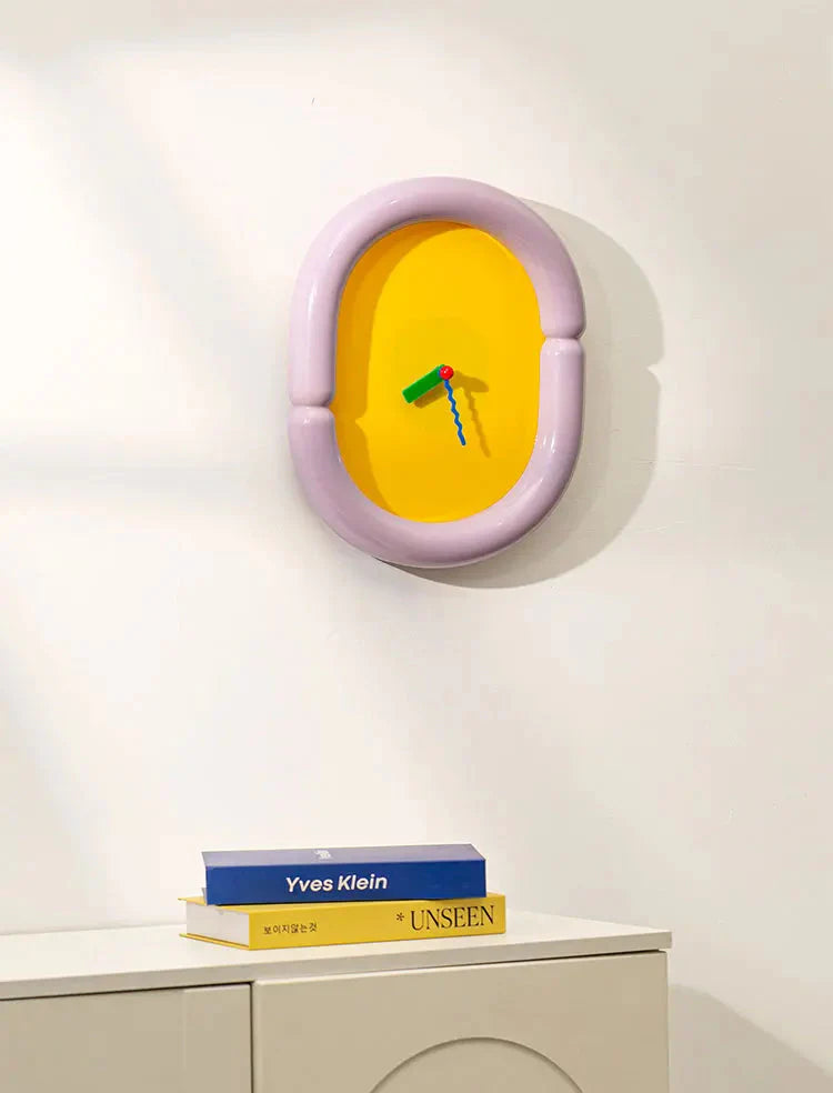 Wall Clock Tube Frame Retro Contemporary Colorful Minimalist Living Room Bedroom Office Kitchen Home Decor Housewarming Gift