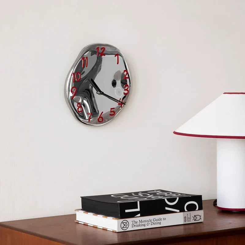Wall Clock Ceramic Chrome Electroplated Industrial Contemporary Minimalist Living Room Office Bedroom Kitchen Home Decor Gift