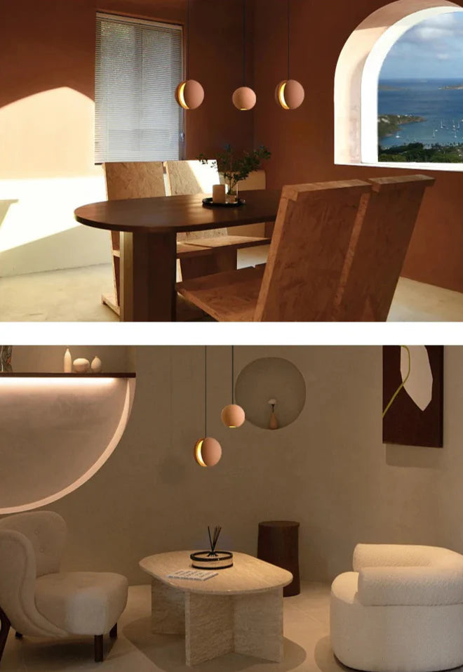 Ceiling Light Cement Moon Planet Ball Contemporary Fixture Chandelier Living Room Bedroom Dining Kitchen Office Home Gift