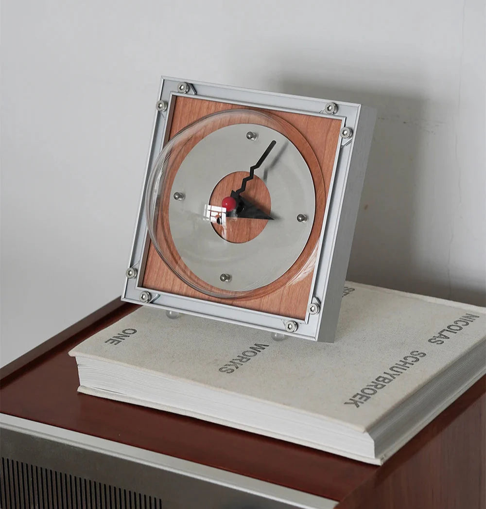 Wall Clock Desk Clock Aluminum Bauhaus Industrial Mid-Century Retro Vintage Wood Living Room Office Bedroom Home Decor Gift