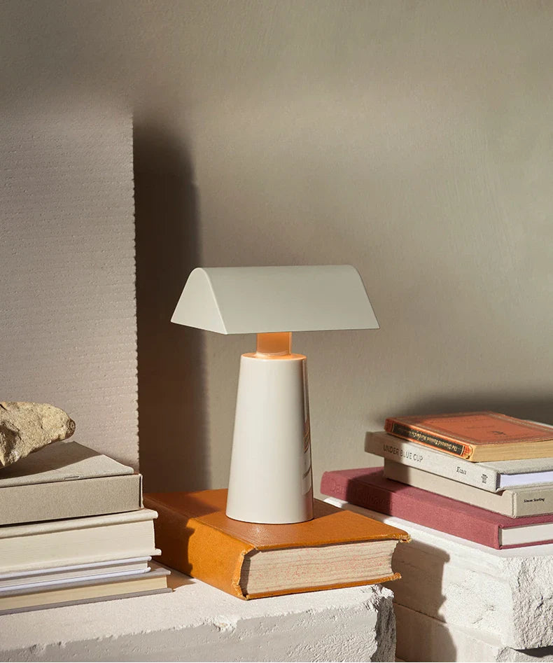 Table Lamp Cordless Wireless Pyramid Contemporary Mid-Century Retro Dimmable Bedroom Living Room Office Shelf Home Decor Gift